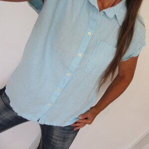 ORVIS Top Size Large Light Blue Button Down Shirt